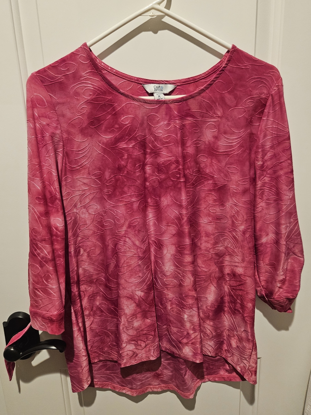 croft & barrow Pink Swirl Embossed Long Sleeve Top